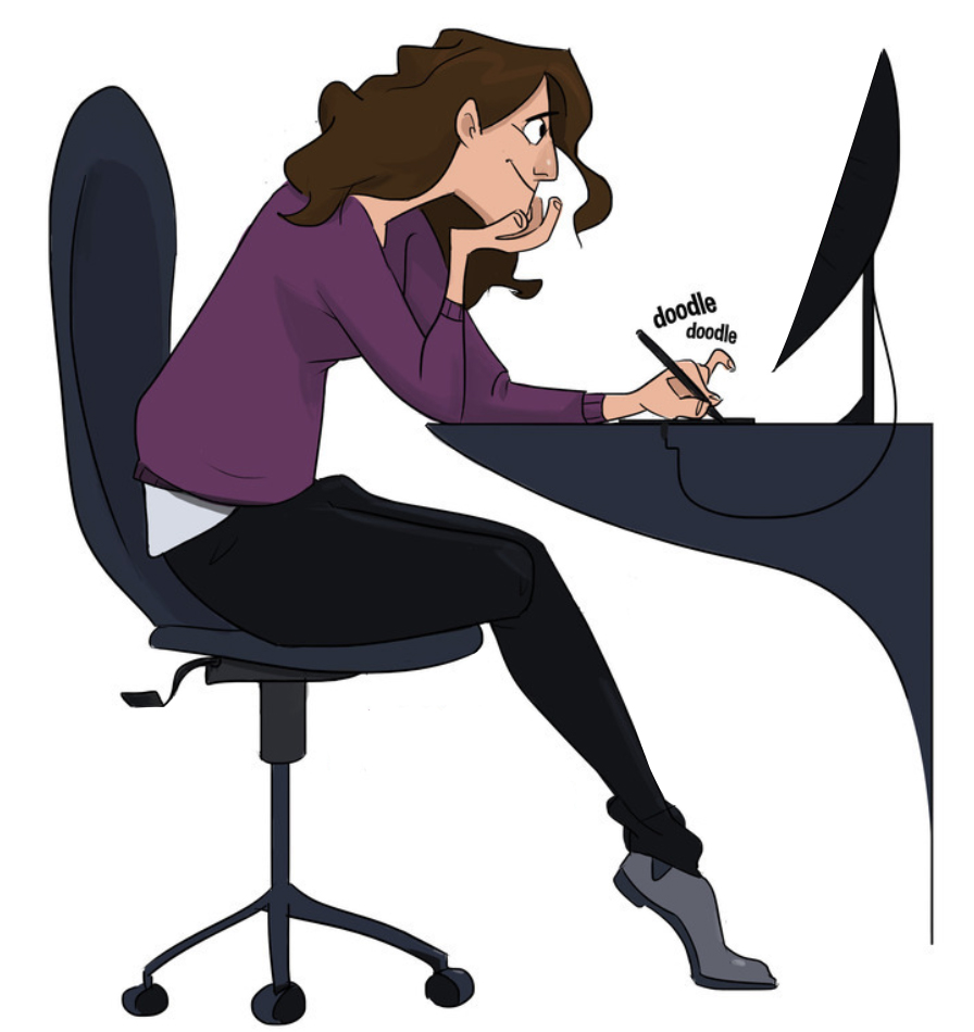 Illustration of Laura drawing